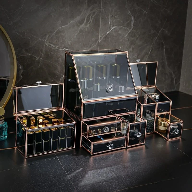 德国WEITELANG意大利玻璃化妆品收纳盒桌面感护肤品整理盒家用大