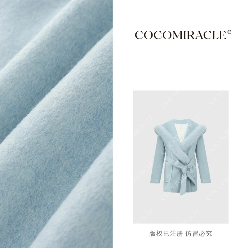 董小姐【时光独白】新款大翻领狐狸毛斗篷保暖羽绒大衣QL8DY131