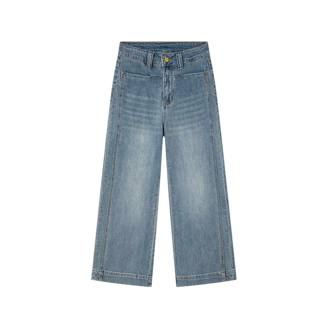 2025春季潮流-弹力软牛仔女牛仔休闲百搭-高腰窄版直筒裤显瘦