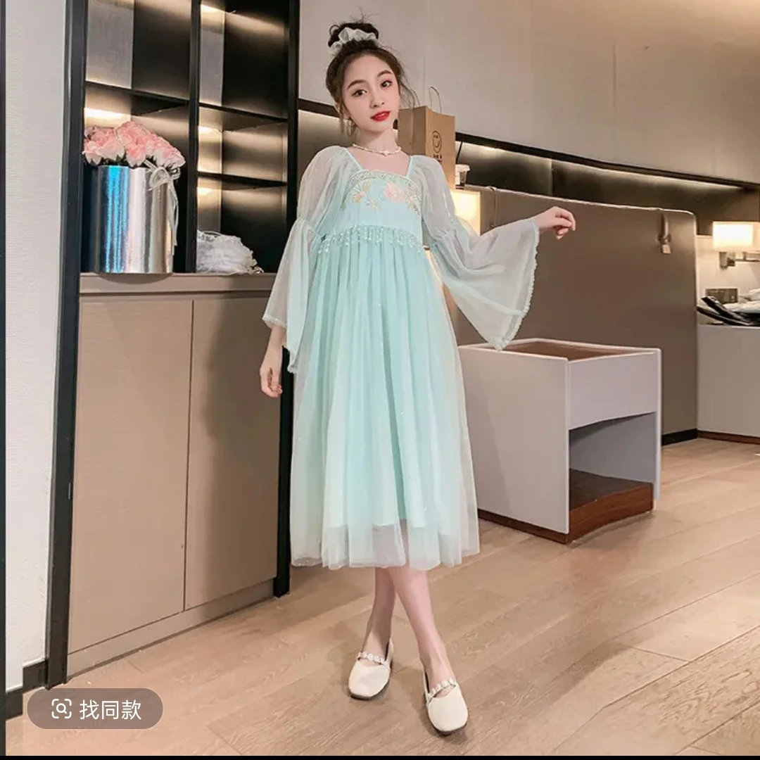 精品重工水绿色汉服群A17-2-2