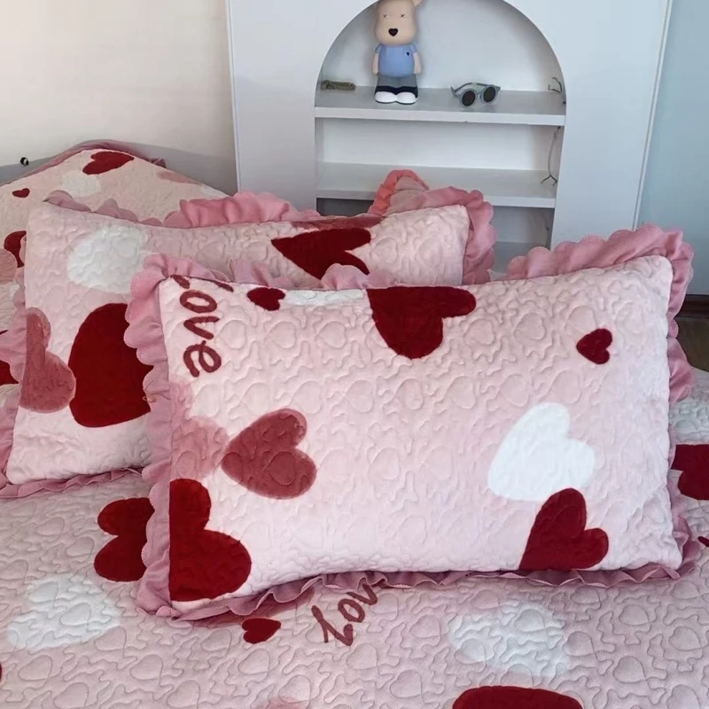 《同款枕套W》加厚夹棉绗缝宝宝绒枕套48*74cm一对装