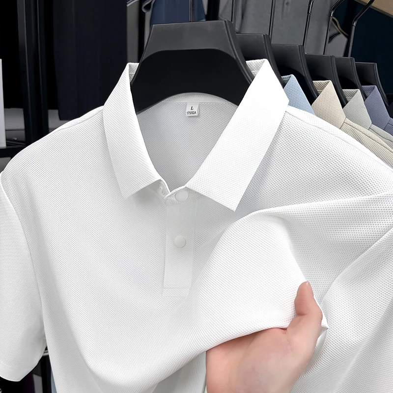 【专柜正品】2025男士新款冰丝无痕大牌高档翻领夏季纯色丝滑polo衫