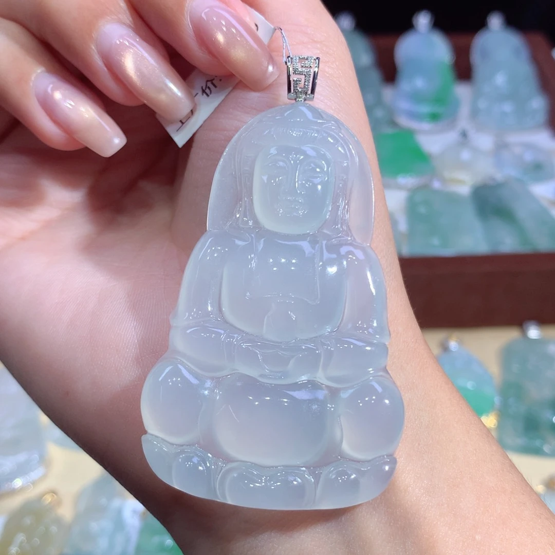 吊坠(不含链)18K金镶嵌翡翠