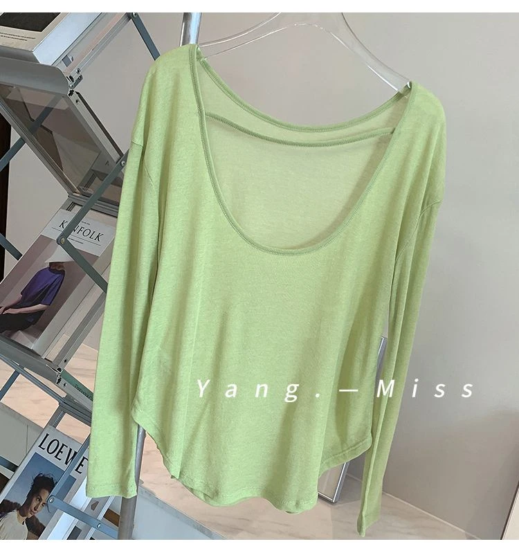 美背瑜伽服2025夏季新款纯色露背长袖t恤女薄款长袖防晒上衣罩衫