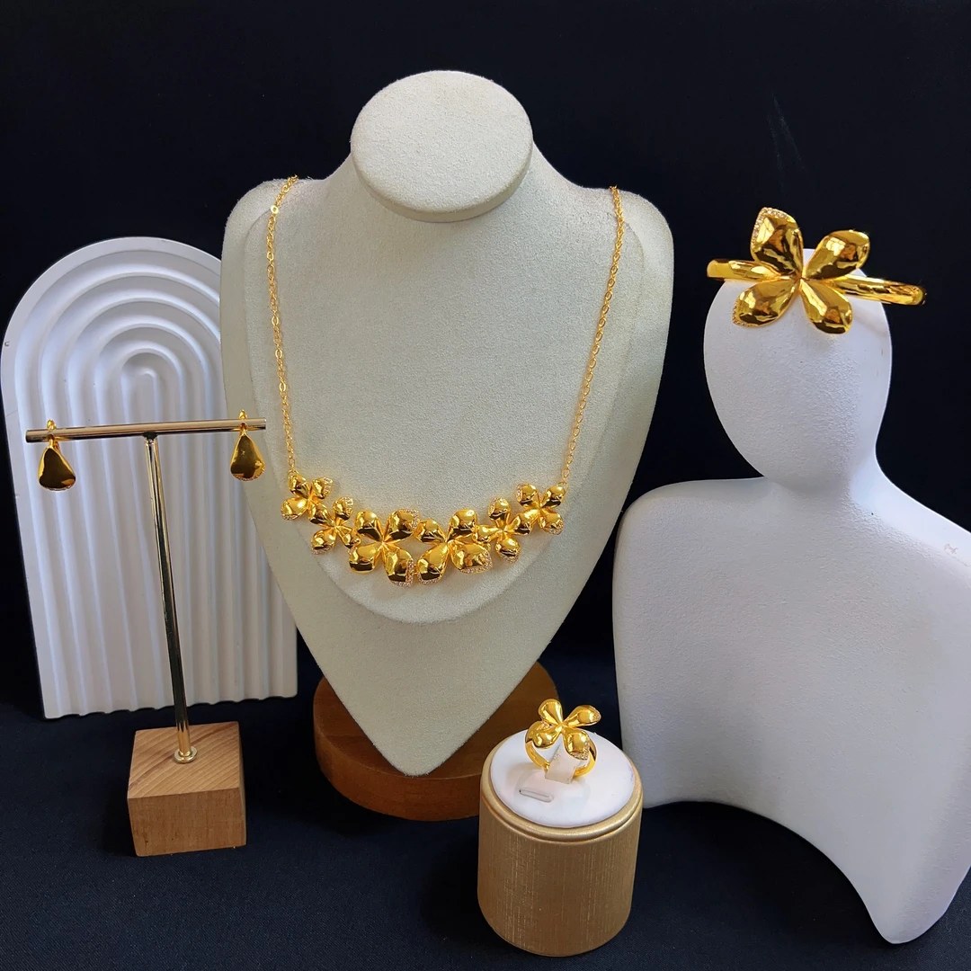 铜合金锆石项链 哈尼西牧时尚华丽四件套#0009082