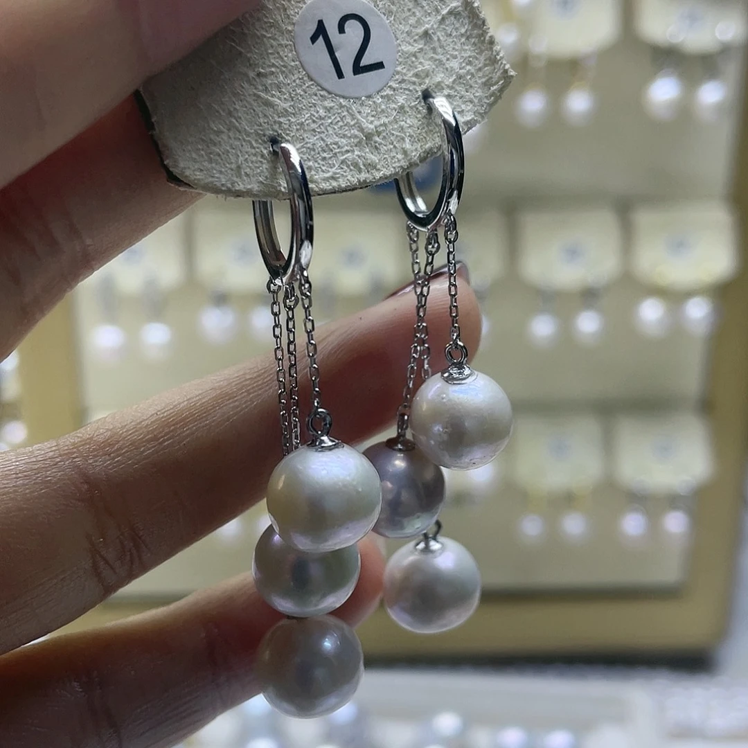淡水珍珠耳饰银S925镶嵌