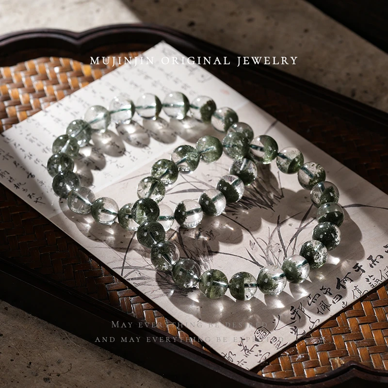【木槿槿】天然绿幽灵水晶手串女款约9m时尚手链YW1672多样性发一