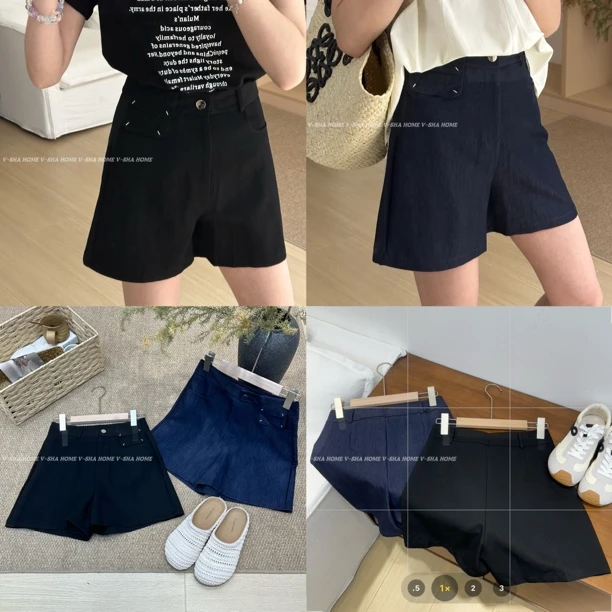 薇莎927【口袋装饰】高腰显瘦短裤(没皮带）