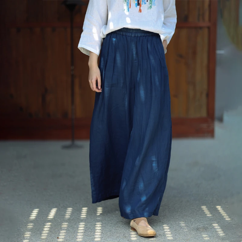 196朵/白月光宽松高级感100支纯苎麻双层白色飘逸仙女阔腿裤