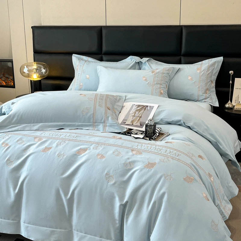 四件套100纯棉被套罩全棉床单床上用品200*2.3米秋冬季高级床笠款