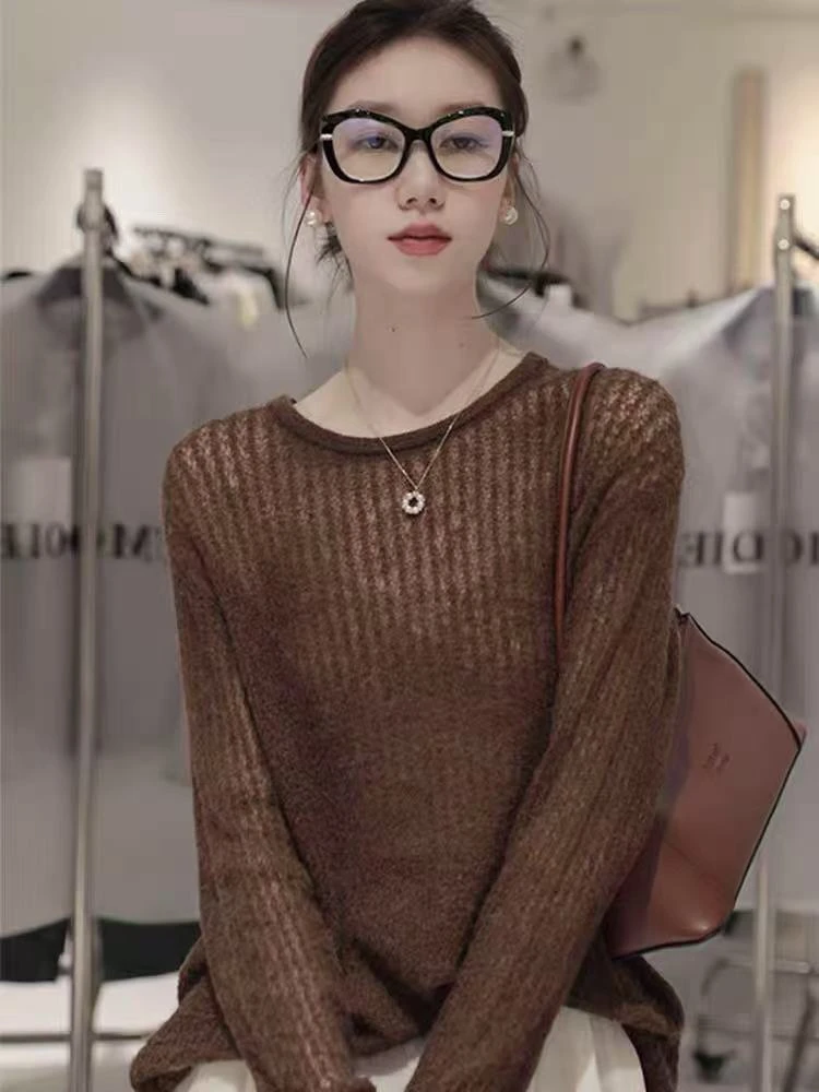 【YM高货】NN921新款春季镂空长袖针织衫显瘦气质时尚百搭宽松