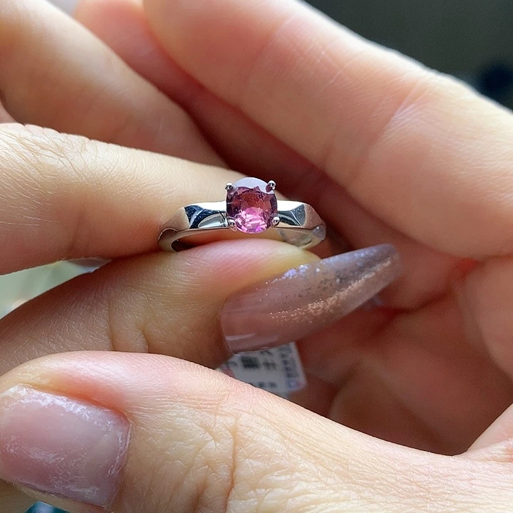 碧玺戒指银S925镶嵌纯天然