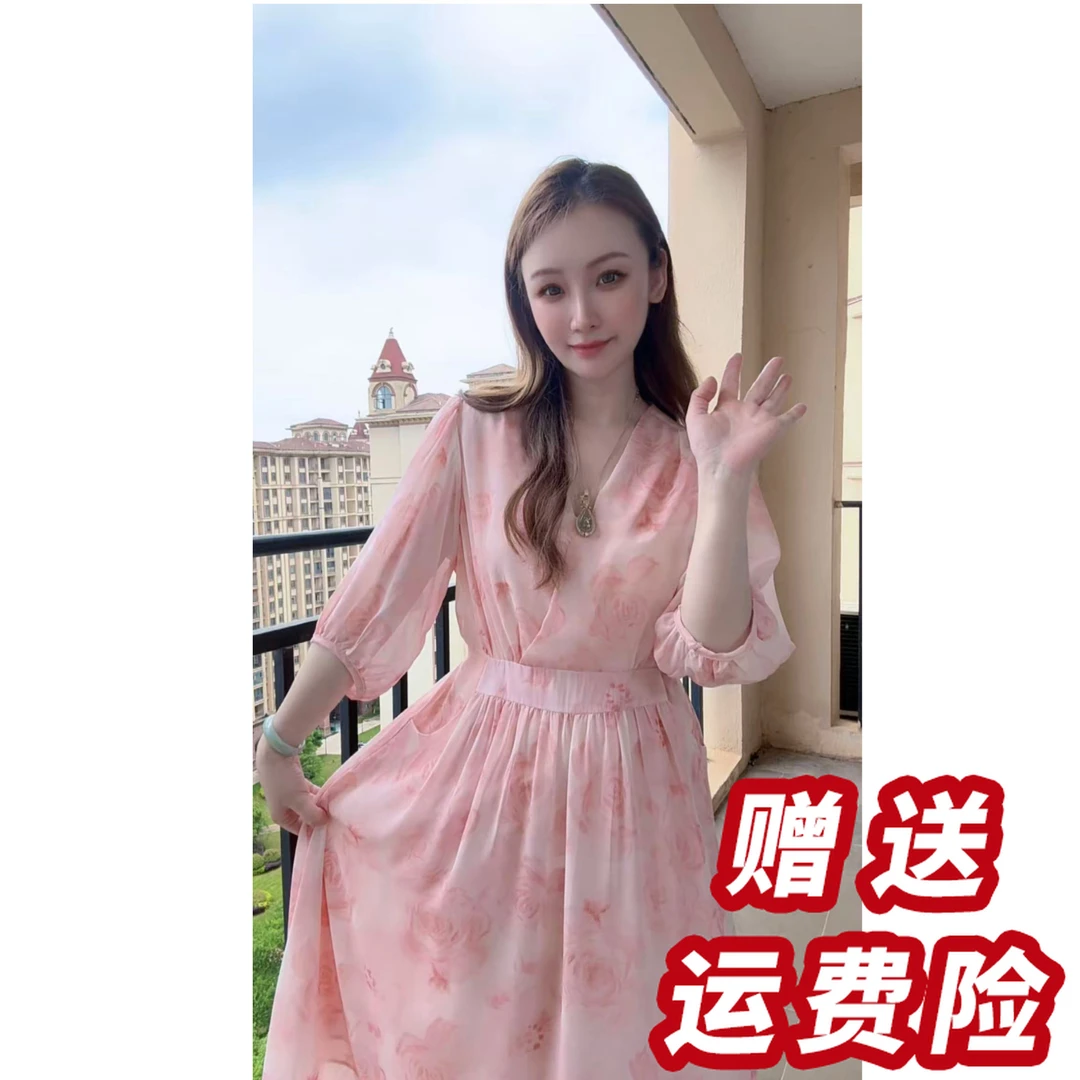 【赠送运费险】2025年新款夏季碎花气质显瘦收腰连衣裙子Q2103