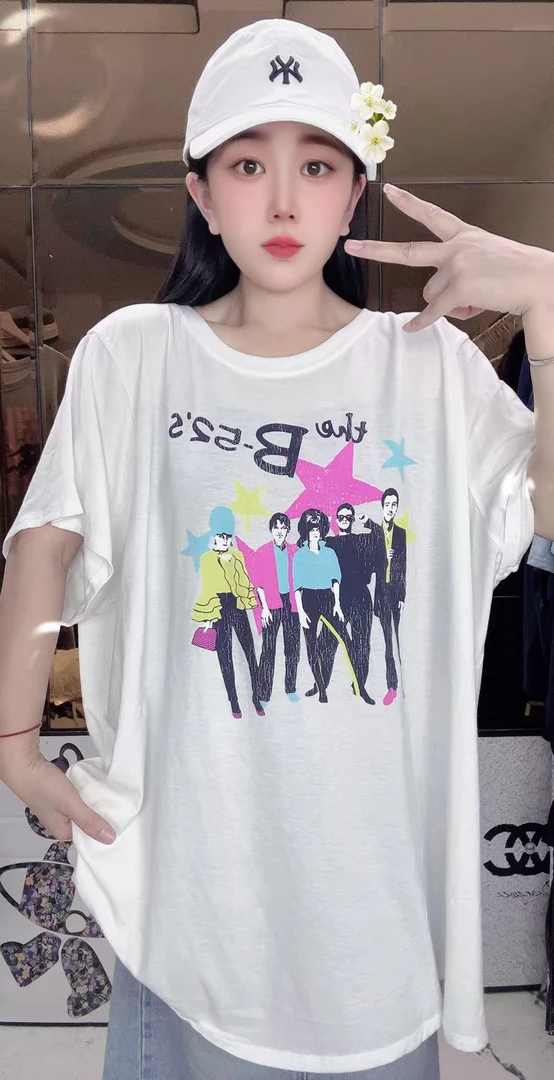 外贸纯棉大码T恤白色五人像B52