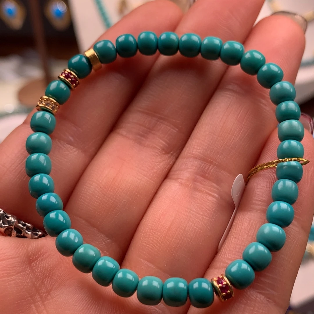 绿松石18K金镶嵌珠宝奇石