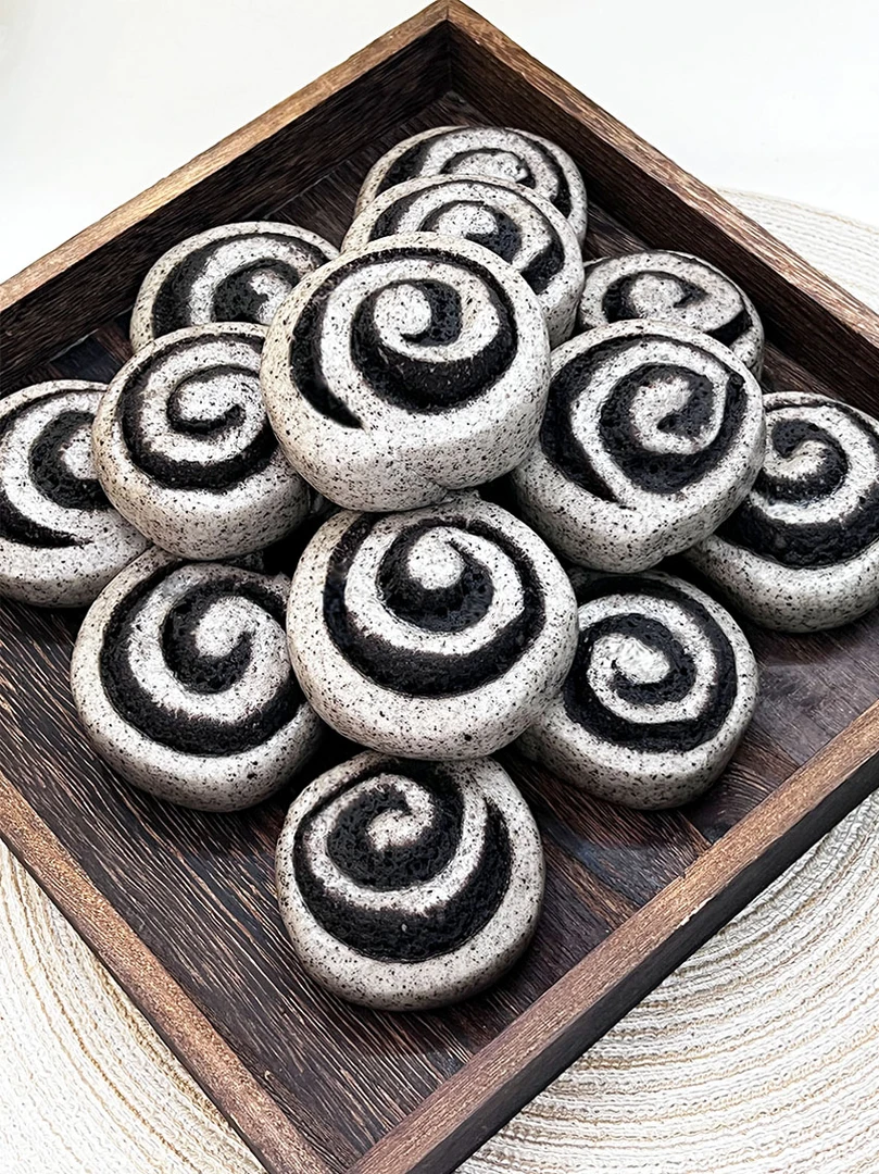 手工黑芝麻卷6个装馒头营养早餐方便健康加热即食主食