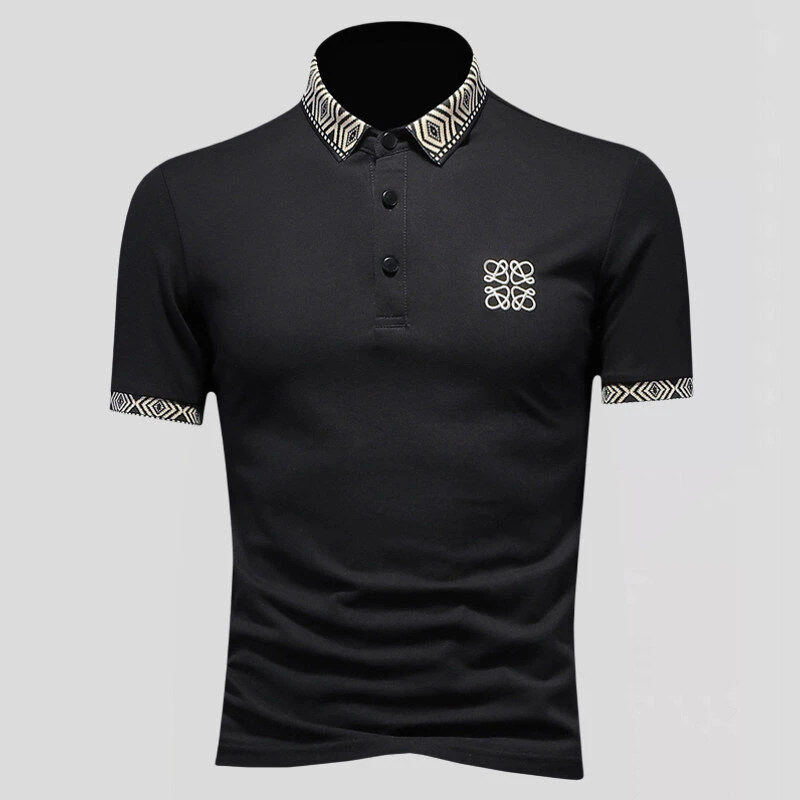 欧货轻奢夏装潮牌刺绣短袖POLO衫男珠地棉修身翻领T恤 休闲保罗衫