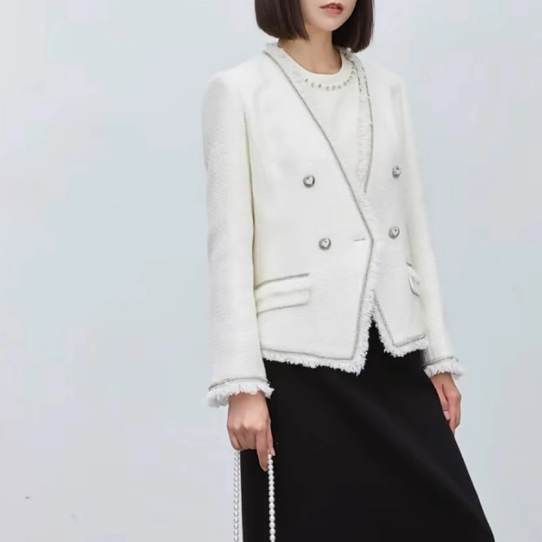 LINGZI/领姿木耳单排扣女短外套百搭小香风气质时尚款4101175