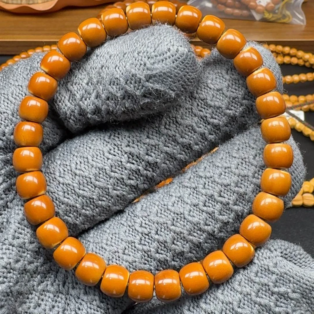 橄榄核手串/手链7.2老挝核尖单圈微白