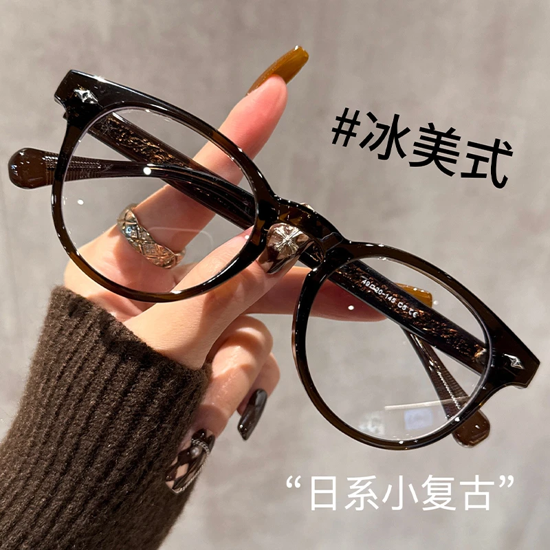 复古日系小圆框眼镜女近视可配高度数素颜神器适合小脸的眼睛镜架