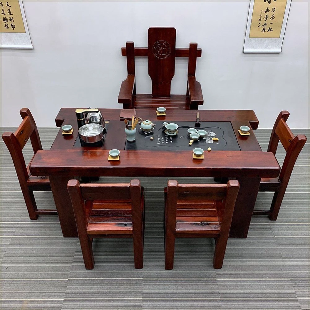 老船木实木茶桌椅组合客厅家用茶台新中式喝茶套装一体泡茶桌茶几