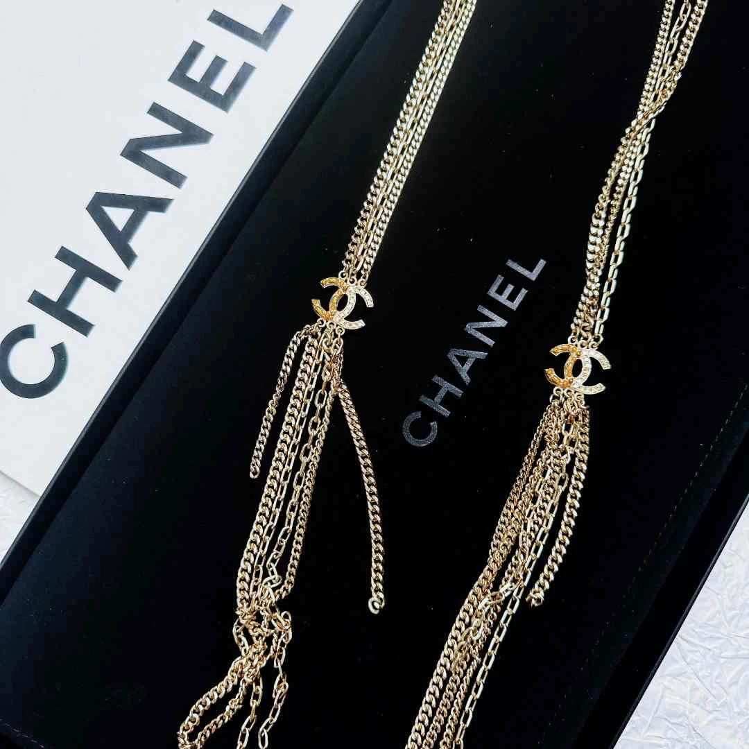95新 Chanel/香奈儿 柚礼中古/香奈儿多层双C素金项链LZ501310