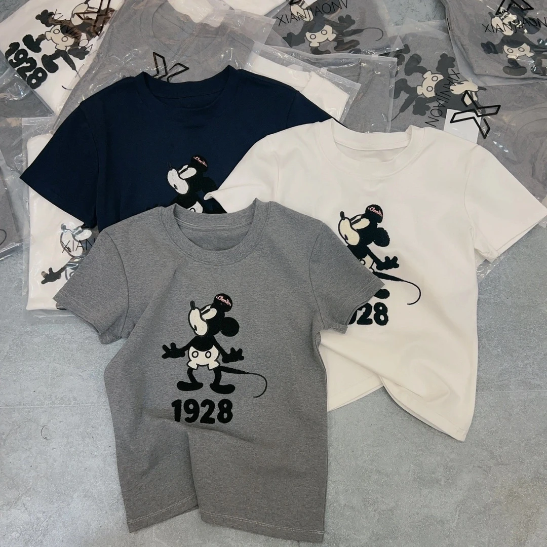 【短袖米奇1928】小众系列刺绣T恤时髦街头百搭设计女T