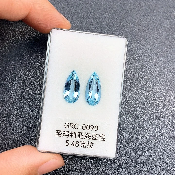 海蓝宝石裸石一对5.48克拉
