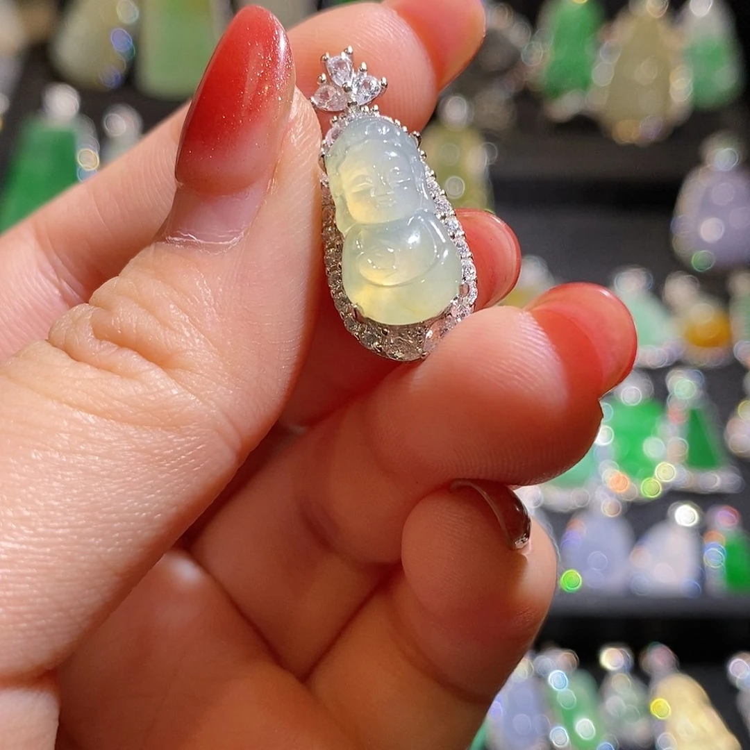 颈饰银S925镶嵌翡翠天然翡翠