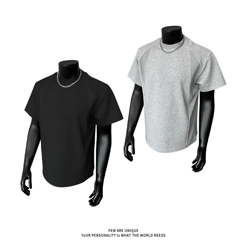 夏季透气宽松拼接短袖青年休闲户外运动T恤衫