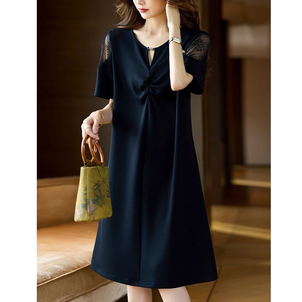 大码女装胖mm2025夏季新款时尚洋气宽松遮肉显瘦高级感连衣裙子潮