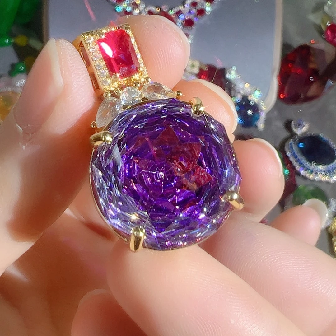 花岗石钨合金红色蓝色吊坠