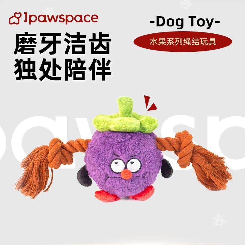 IPAWSPACE狗狗宠物玩具磨牙洁齿自嗨解闷毛绒绳结陪伴狗发声玩具