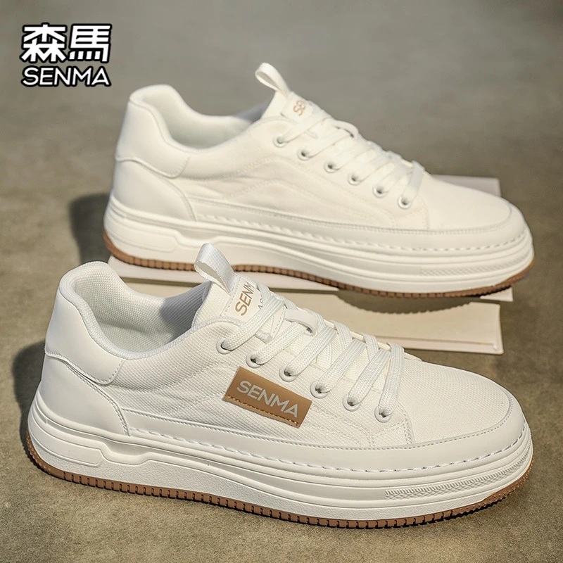 SENMA/森马男鞋冬季透气百搭休闲板鞋青少年运动软底小白帆布潮鞋