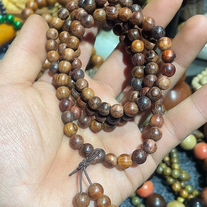 降香黄檀海黄老料紫油梨108颗手串无胶无蜡原木原色