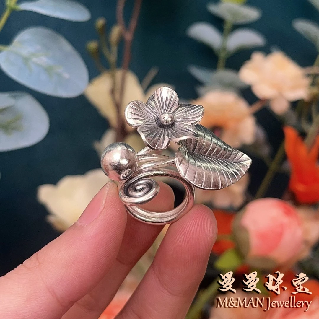 925银戒指 曼曼珠宝泰银花朵戒指