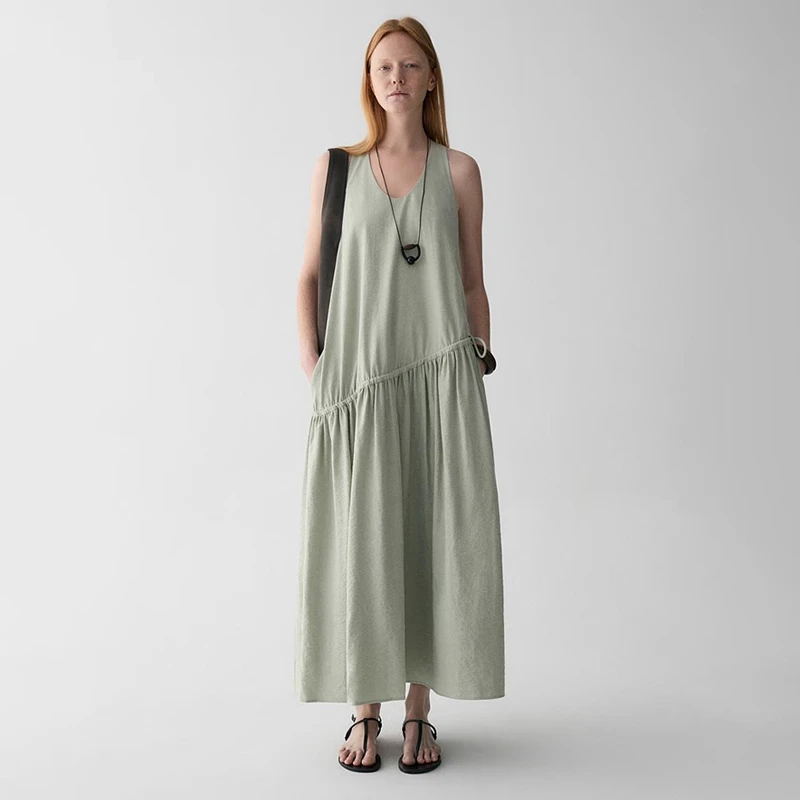 【INSIS FEMME】noundnound后背扭结挂脖抽绳宽松连衣裙25春夏新款