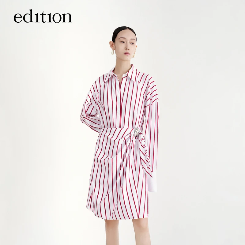 【赵老板专属】edition休闲假两件衬衫条纹连衣裙#EBC1DRS034