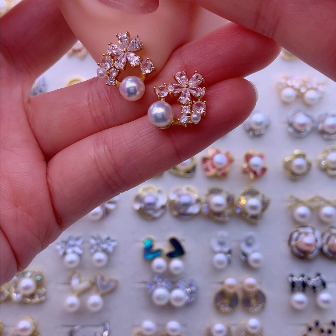 淡水珍珠耳饰合金