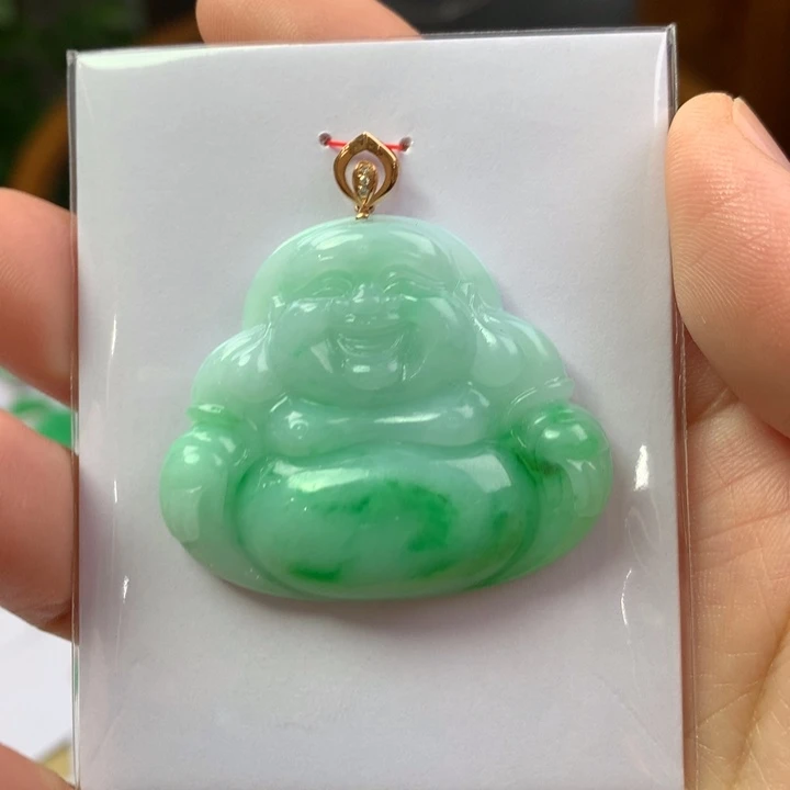 翡翠18K金镶嵌颈饰翡翠吊坠
