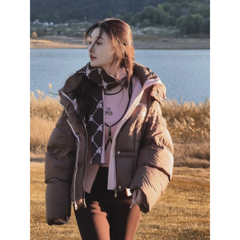 LulusMiracle【提拉米苏】秋冬轻装滑宽松连帽短款李小璐同款羽绒服