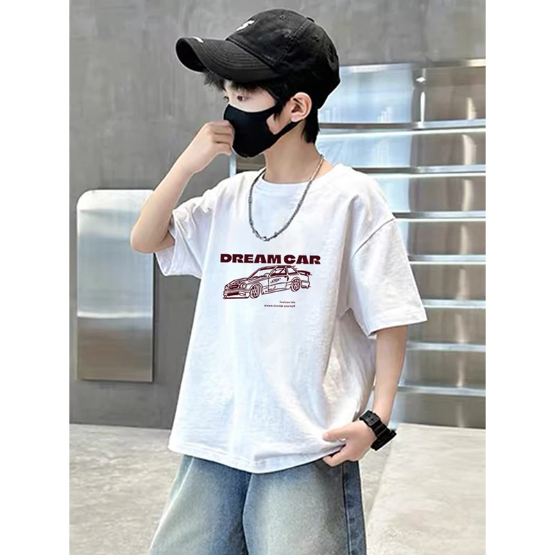 男童短袖T恤时尚童装儿童夏装2025新款纯棉夏款休闲潮牌百搭上衣