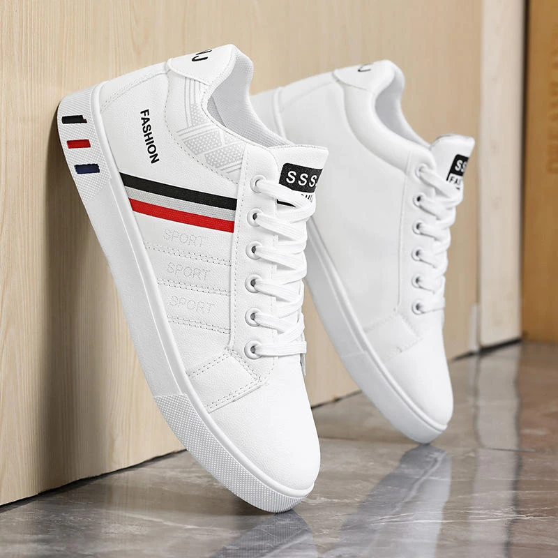 【酷酷正品】男士软皮面中高帮休闲小白鞋舒适透气时尚百搭