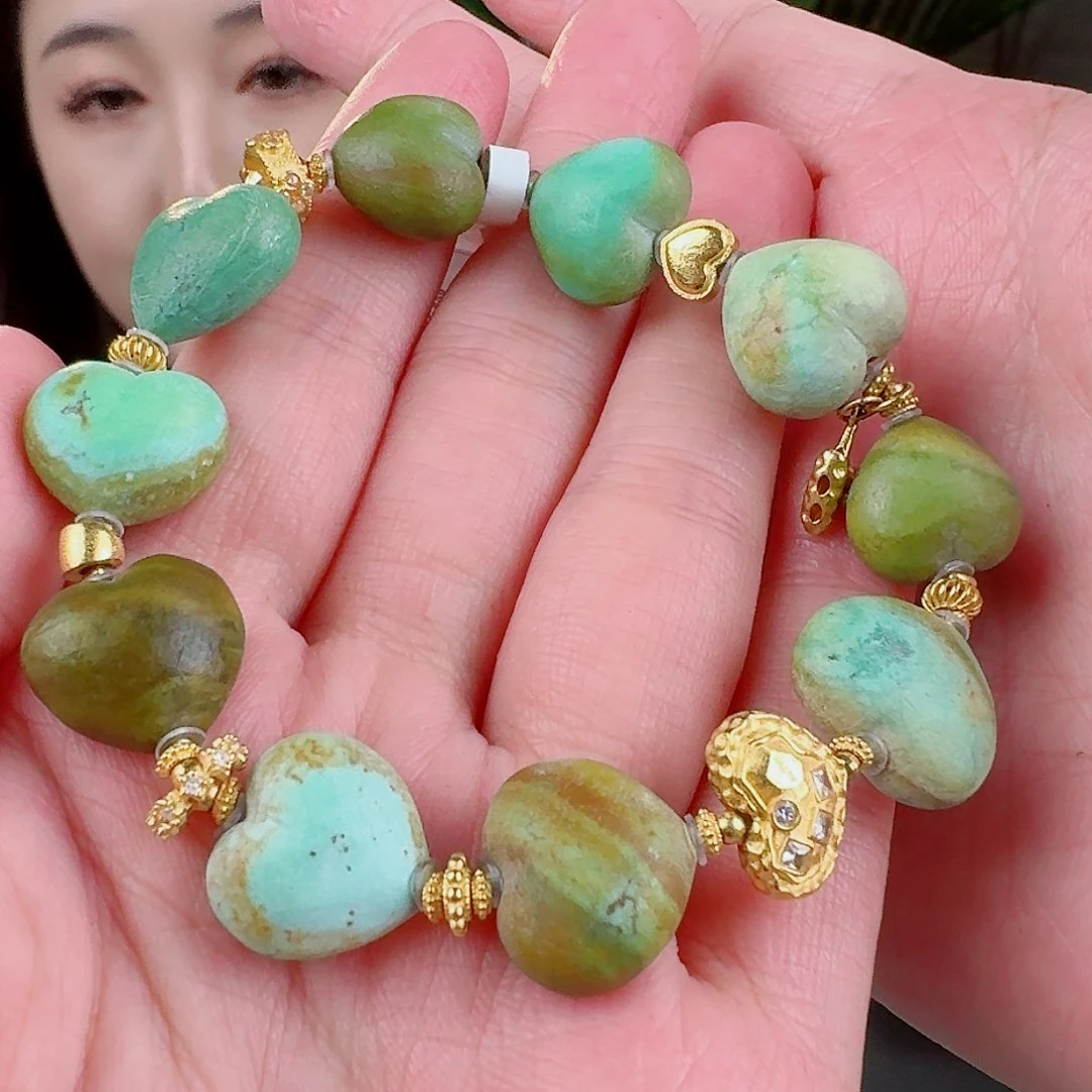 绿松石珠宝奇石18K金镶嵌