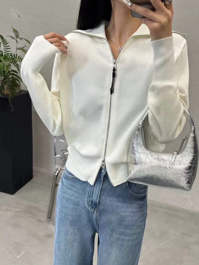 女士1178-1886大翻领双拉链开衫丹姐推荐