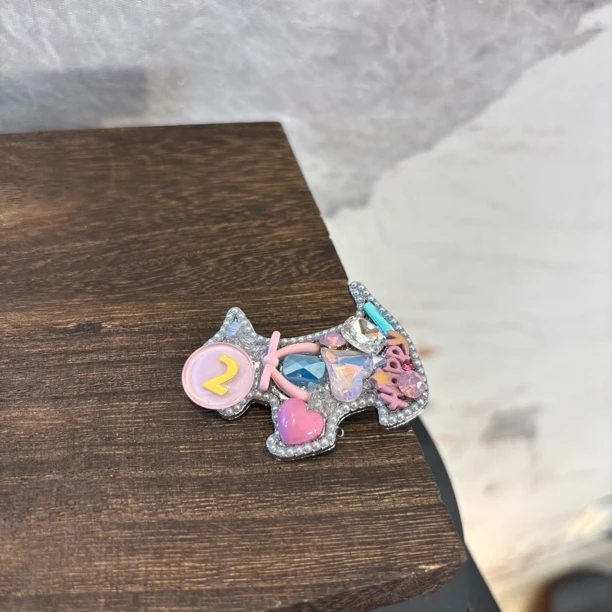 小狗数字2爱心发夹FJ1210（一个）