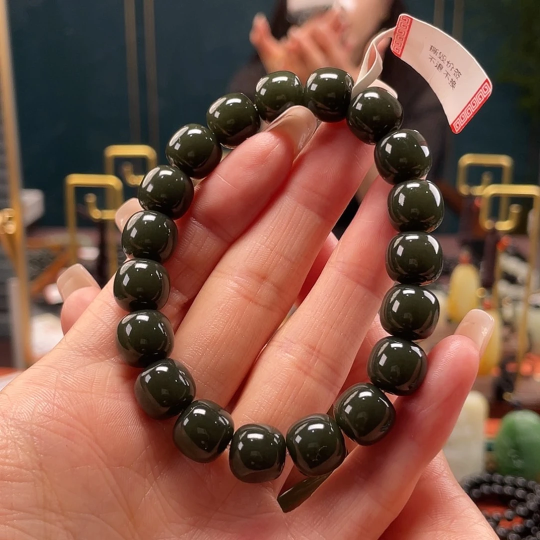 手串未镶嵌和田玉山**晚沙枣青卡10.11老型