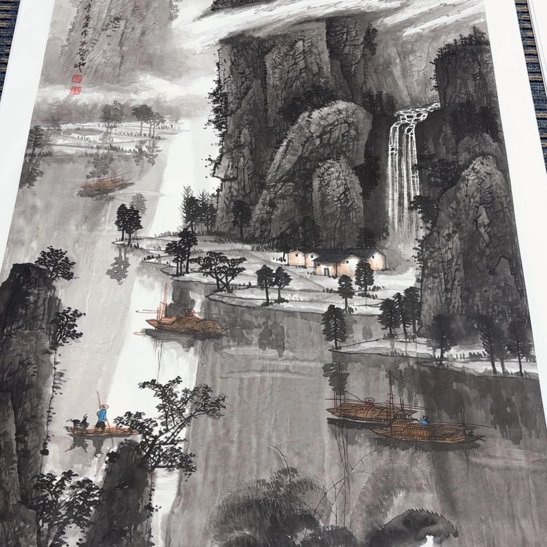 国画画****濂李益民六尺整张山水朱