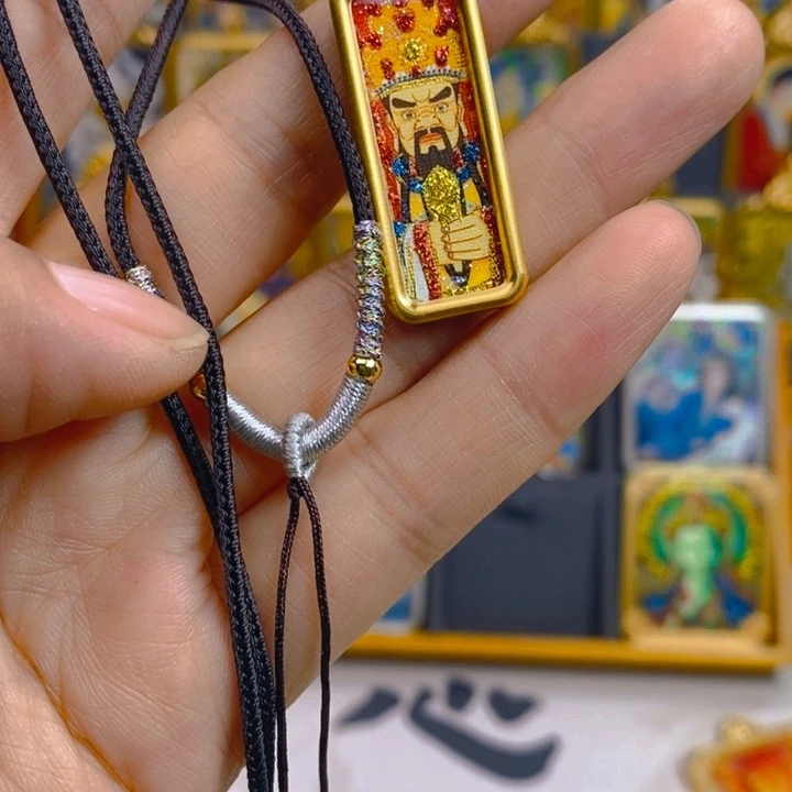 回***笑吊坠手绘唐卡项链