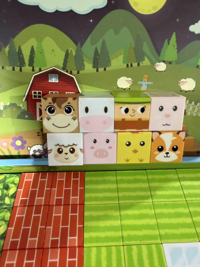 益智力方块拼装农场积木玩具男孩拼图模型礼物